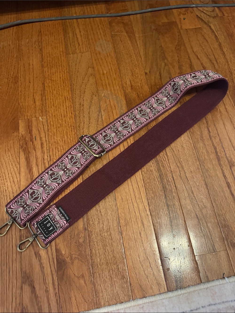 Joy Susan Plum and Pink Embroidered Bag Strap